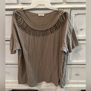 Mittoshop Gray tshirt with cutout neckline